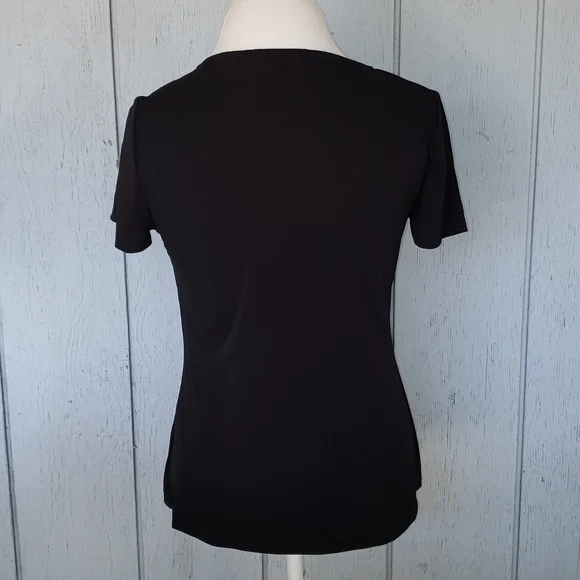 NWOT Black Tee. Silver Ring. Elegant Sexy - Picture 4 of 10